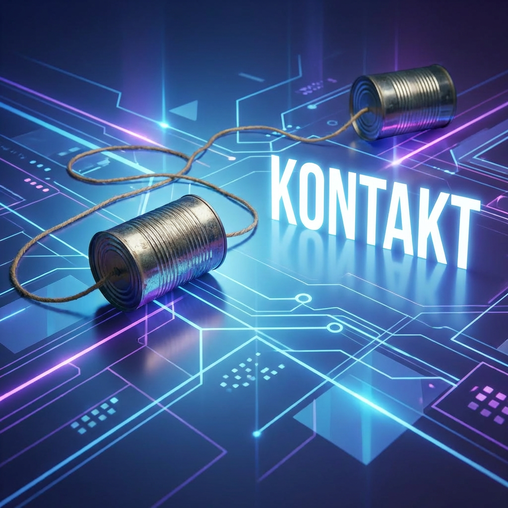 Vintage phone, KONTAKT light box, and hand touching an envelope for Evan Summon.